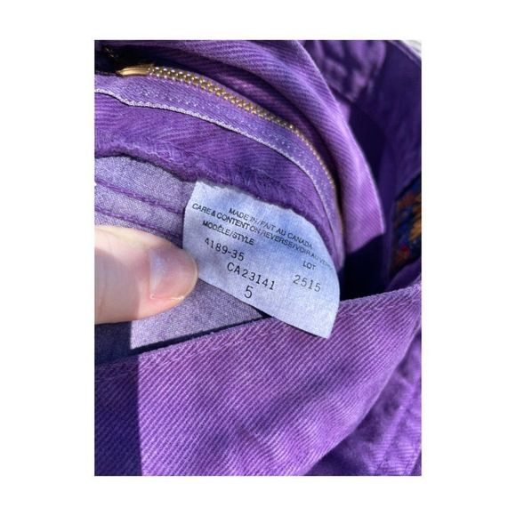 80s 90s Platoon Purple Denim High Waist Tapered Cotton Velvet Sz 5 - Picture 4 of 15